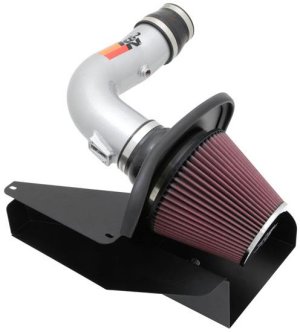 Ford Edge Performance Air Intake - K&N Engineering - 77 Series, Mandrel-Bent Aluminum, Oiled Cotton Filter - Silver - `11-`13